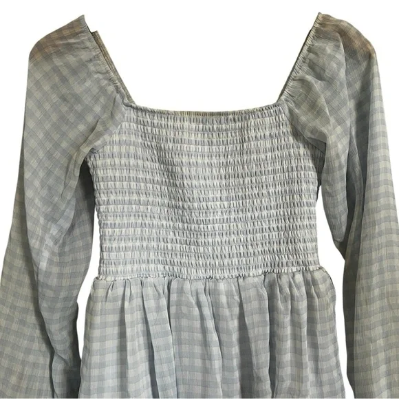 Madden NYC Babydoll Sky Blue Gingham Tiered Ruffle Dress - Picture 2 of 11